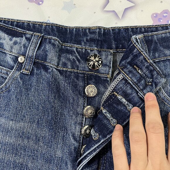 Jeans With Chrome Hearts Cross Patchwork Trim - Picture 5 of 12